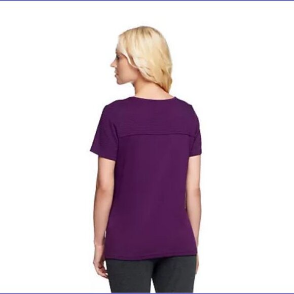 Denim & Co. Novelty Zip Front Jacket and SS T-Shirt Set - Purple - XL - Picture 7 of 15